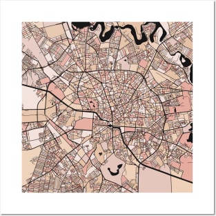 Bucharest Map Pattern in Soft Pink Pastels Posters and Art